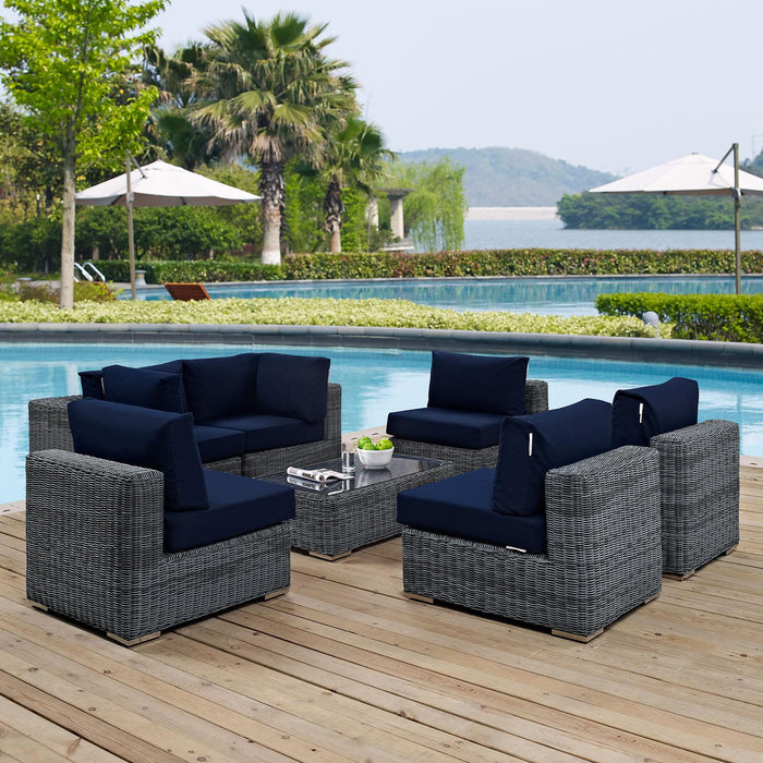 Summon 7 Piece Outdoor Patio Sunbrella� Sectional Set