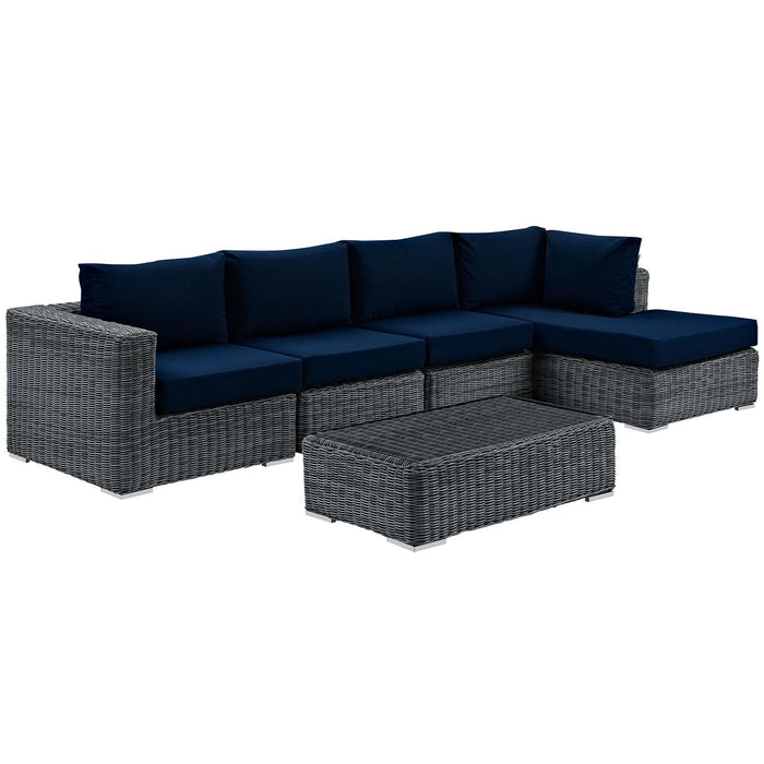 Summon 5 Piece Outdoor Patio Sunbrella� Sectional Set