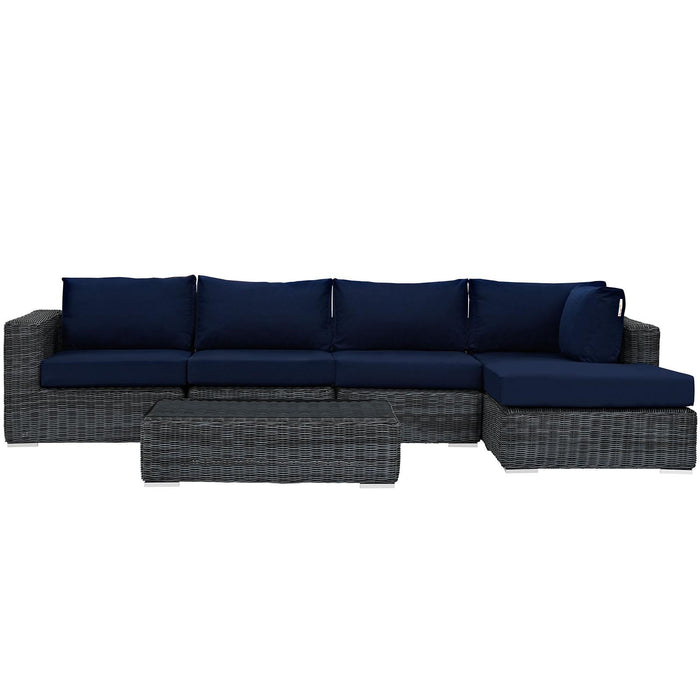 Summon 5 Piece Outdoor Patio Sunbrella� Sectional Set