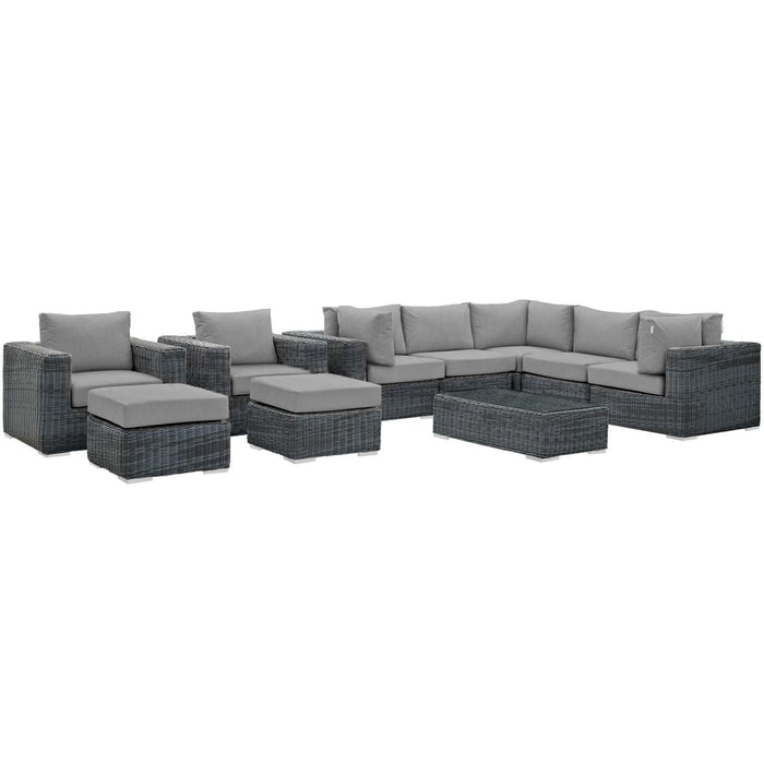 Summon 10 Piece Outdoor Patio Sunbrella� Sectional Set