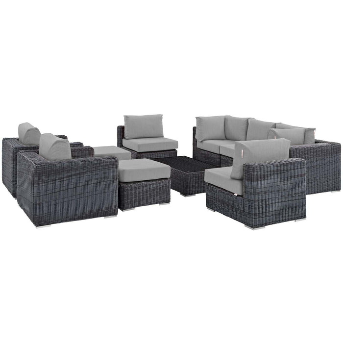 Summon 10 Piece Outdoor Patio Sunbrella� Sectional Set