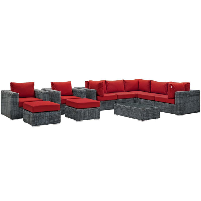 Summon 10 Piece Outdoor Patio Sunbrella� Sectional Set