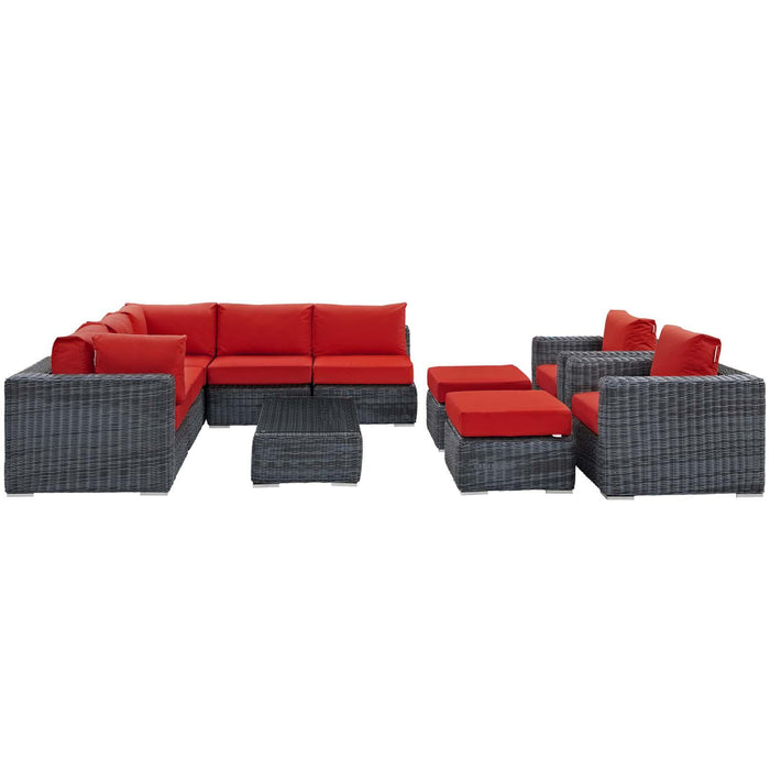 Summon 10 Piece Outdoor Patio Sunbrella� Sectional Set