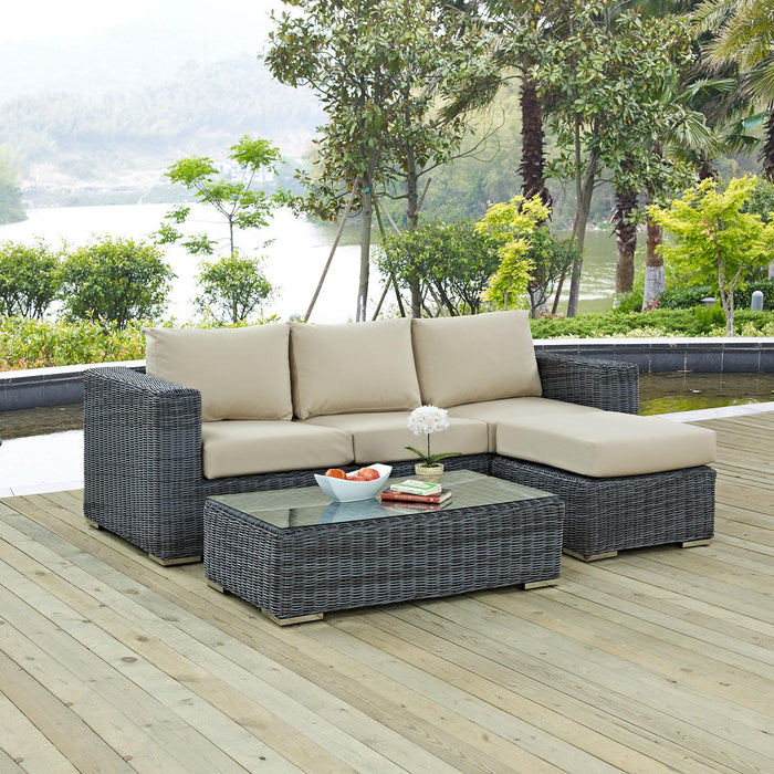 Summon 3 Piece Outdoor Patio Sunbrella� Sectional Set