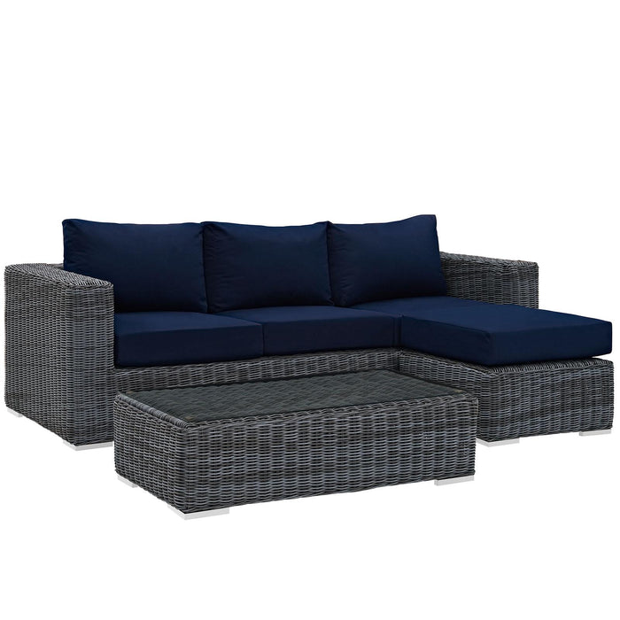 Summon 3 Piece Outdoor Patio Sunbrella� Sectional Set