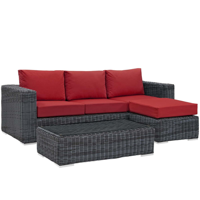 Summon 3 Piece Outdoor Patio Sunbrella� Sectional Set