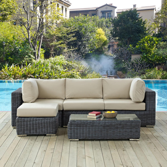 Summon 5 Piece Outdoor Patio Sunbrella� Sectional Set