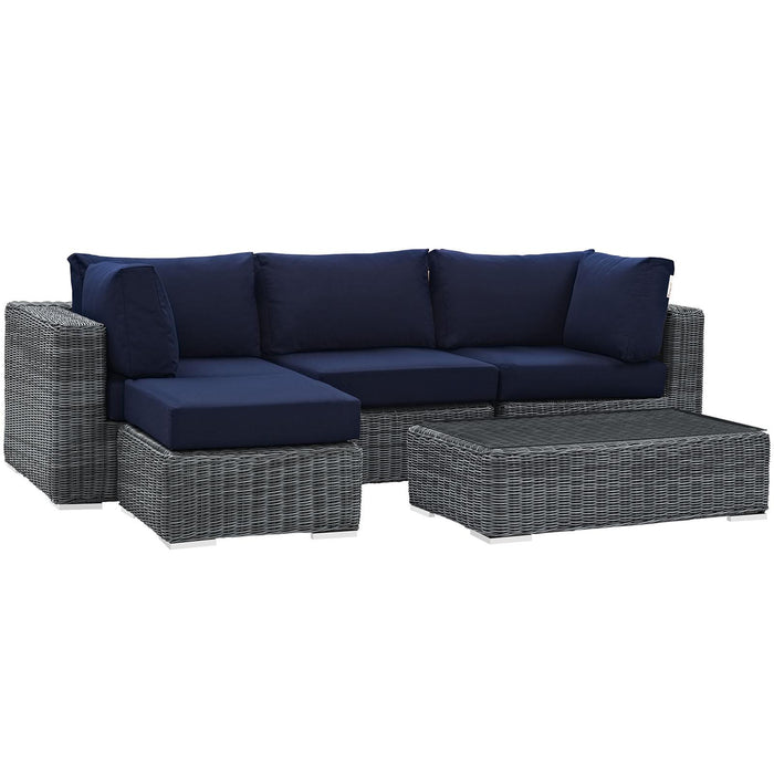 Summon 5 Piece Outdoor Patio Sunbrella� Sectional Set