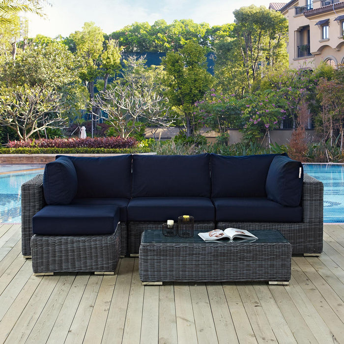 Summon 5 Piece Outdoor Patio Sunbrella� Sectional Set