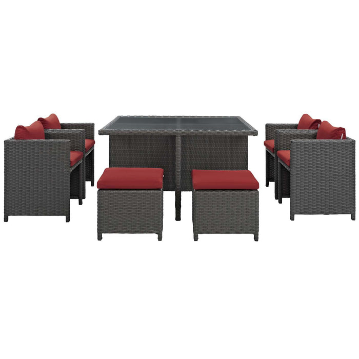 Sojourn 9 Piece Outdoor Patio Sunbrella� Dining Set