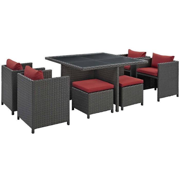 Sojourn 9 Piece Outdoor Patio Sunbrella� Dining Set