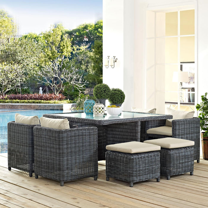 Summon 9 Piece Outdoor Patio Sunbrella� Dining Set