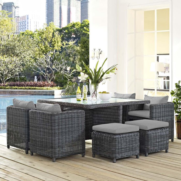 Summon 9 Piece Outdoor Patio Sunbrella� Dining Set