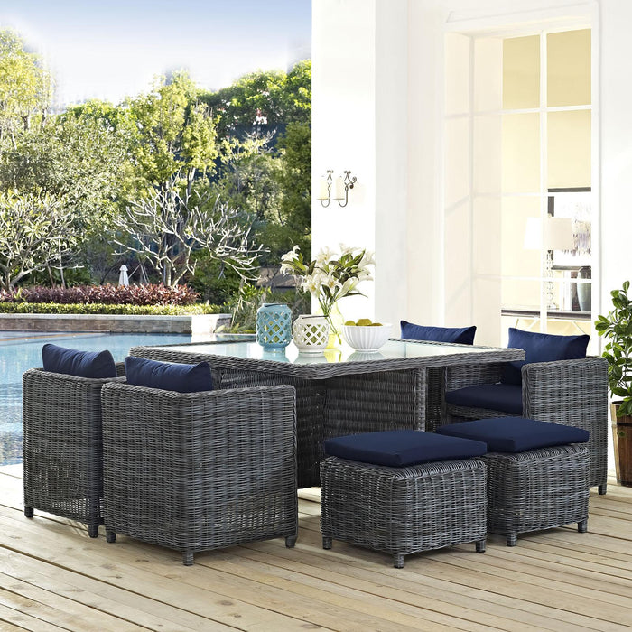 Summon 9 Piece Outdoor Patio Sunbrella� Dining Set