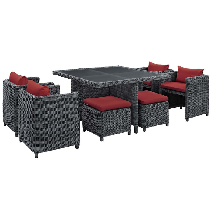 Summon 9 Piece Outdoor Patio Sunbrella� Dining Set