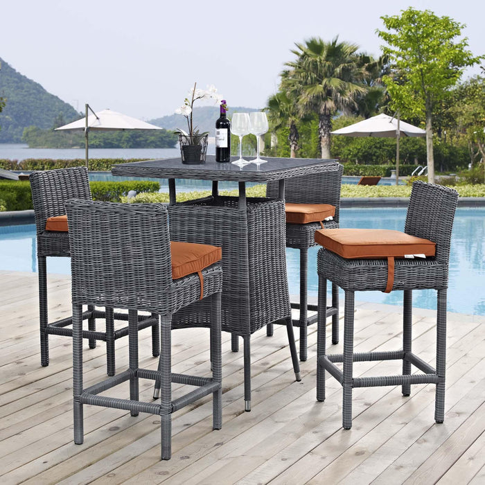 Summon 5 Piece Outdoor Patio Sunbrella� Pub Set