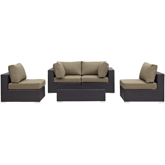 Convene 5 Piece Outdoor Patio Sectional Set