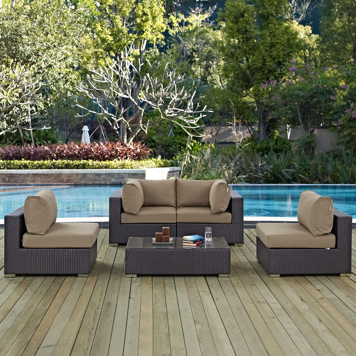 Convene 5 Piece Outdoor Patio Sectional Set