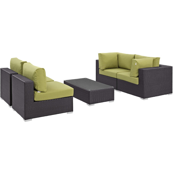 Convene 5 Piece Outdoor Patio Sectional Set