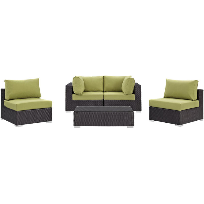 Convene 5 Piece Outdoor Patio Sectional Set