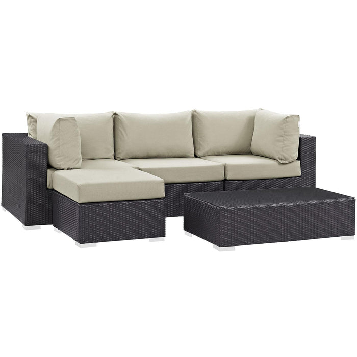 Convene 5 Piece Outdoor Patio Sectional Set