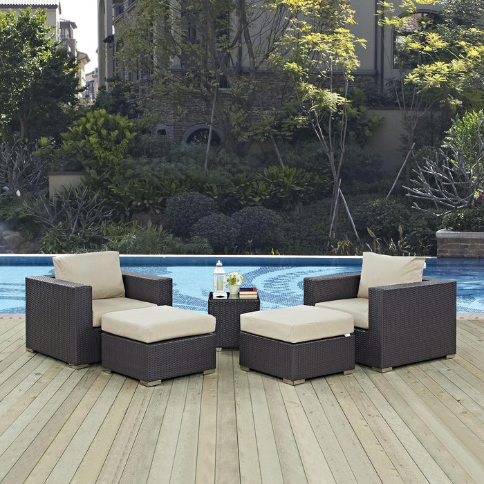 Convene 5 Piece Outdoor Patio Sectional Set