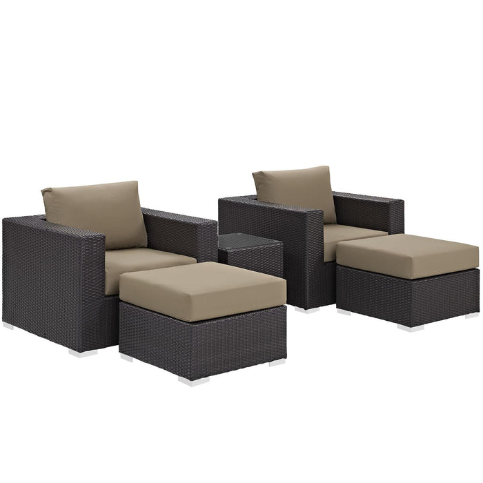 Convene 5 Piece Outdoor Patio Sectional Set