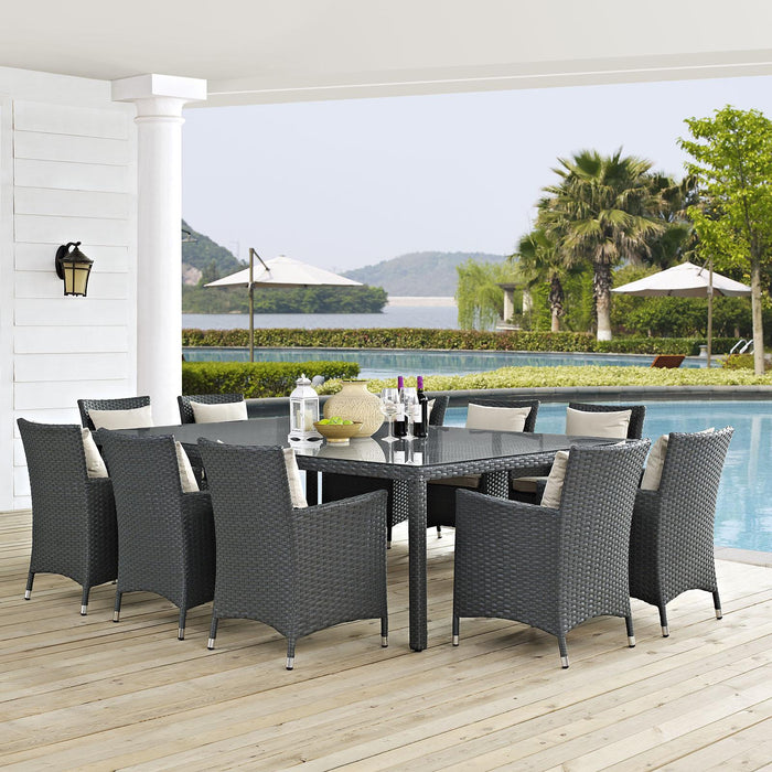 Sojourn 11 Piece Outdoor Patio Sunbrella� Dining Set