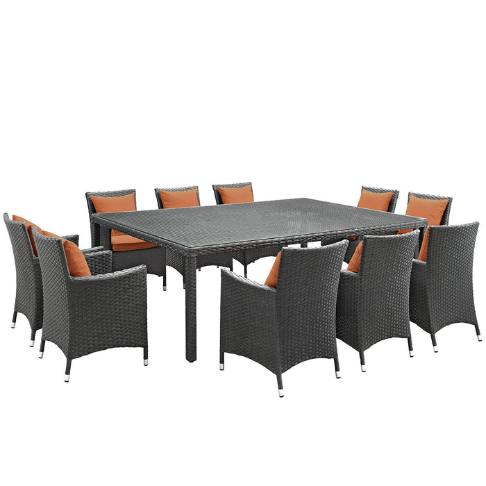 Sojourn 11 Piece Outdoor Patio Sunbrella� Dining Set