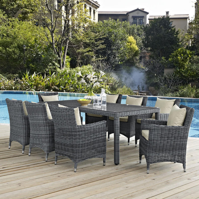 Summon 9 Piece Outdoor Patio Sunbrella� Dining Set