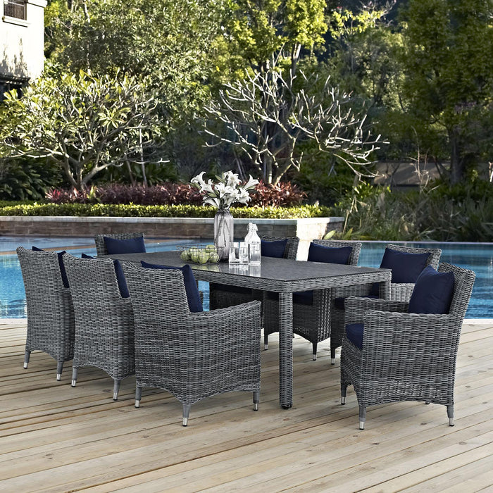 Summon 9 Piece Outdoor Patio Sunbrella� Dining Set