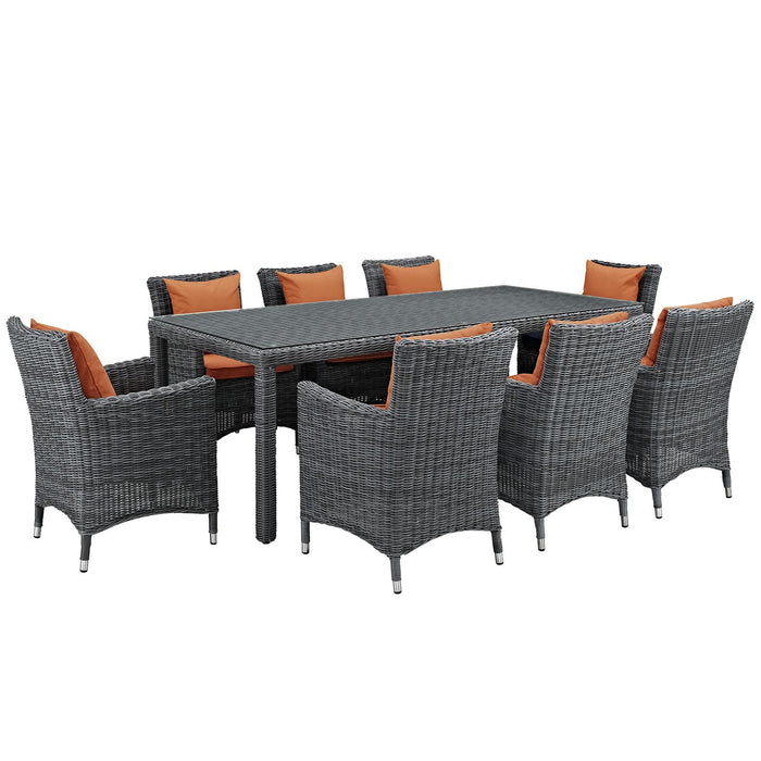 Summon 9 Piece Outdoor Patio Sunbrella� Dining Set