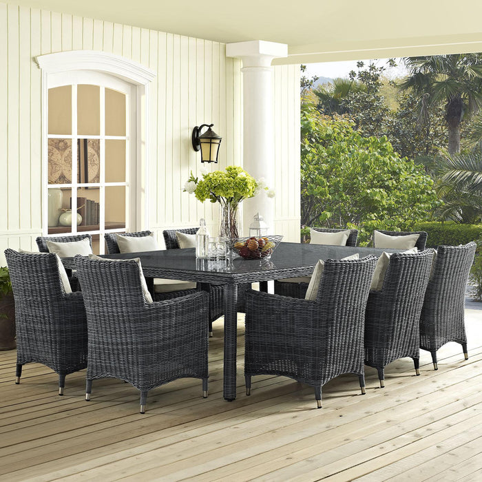 Summon 11 Piece Outdoor Patio Sunbrella� Dining Set