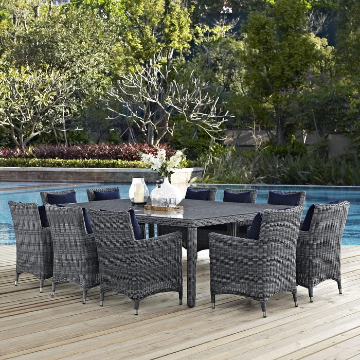 Summon 11 Piece Outdoor Patio Sunbrella� Dining Set