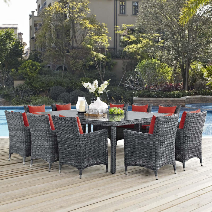 Summon 11 Piece Outdoor Patio Sunbrella� Dining Set