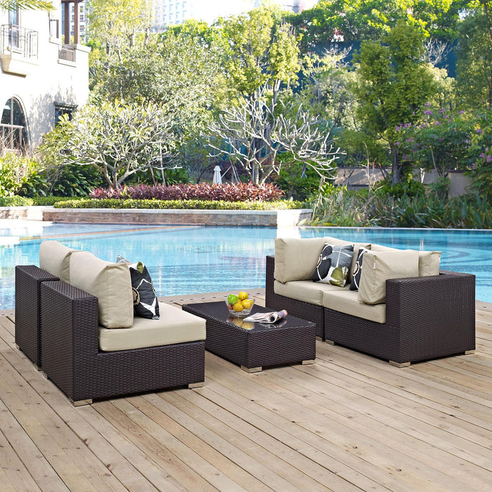 Convene 5 Piece Outdoor Patio Sectional Set