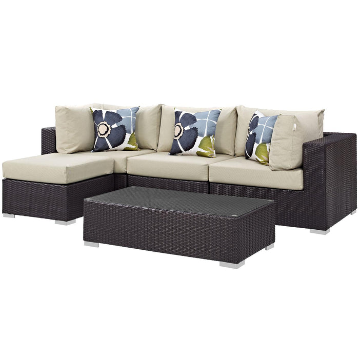 Convene 5 Piece Outdoor Patio Sectional Set