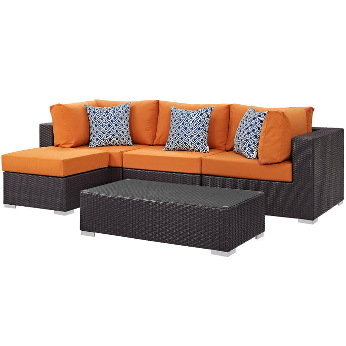 Convene 5 Piece Outdoor Patio Sectional Set