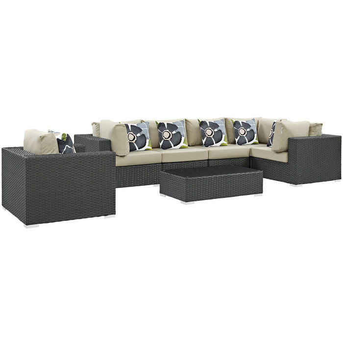 Sojourn 7 Piece Outdoor Patio Sunbrella� Sectional Set