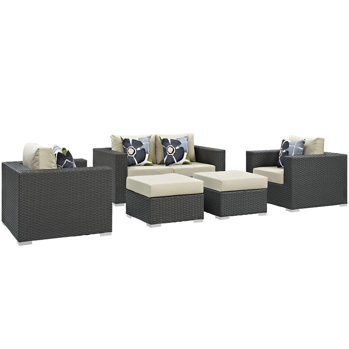 Sojourn 5 Piece Outdoor Patio Sunbrella� Sectional Set