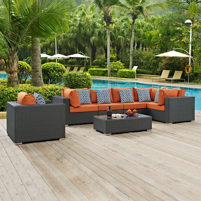 Sojourn 7 Piece Outdoor Patio Sunbrella� Sectional Set