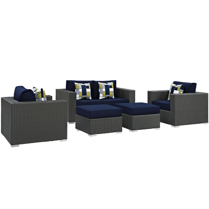 Sojourn 5 Piece Outdoor Patio Sunbrella� Sectional Set