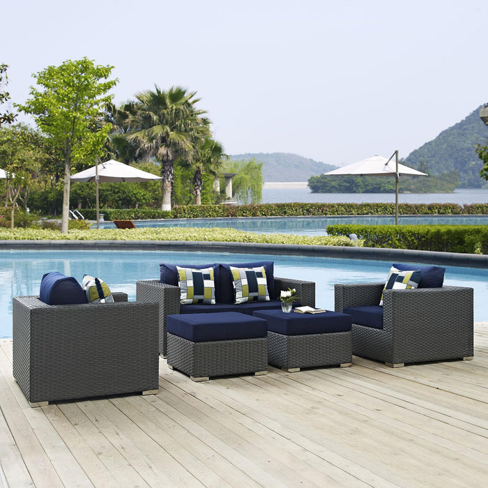 Sojourn 5 Piece Outdoor Patio Sunbrella� Sectional Set