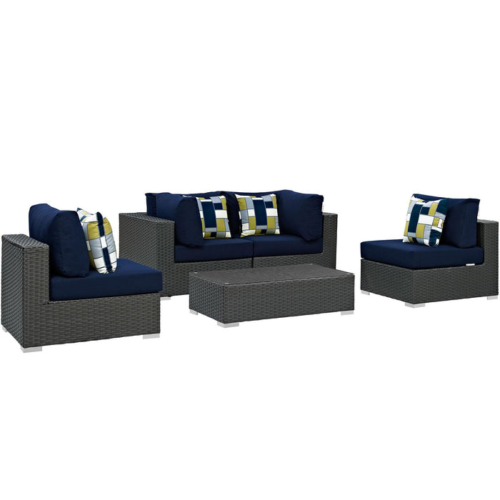 Sojourn 5 Piece Outdoor Patio Sunbrella� Sectional Set