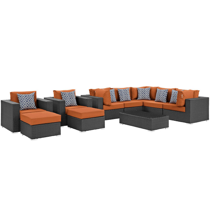 Sojourn 10 Piece Outdoor Patio Sunbrella� Sectional Set