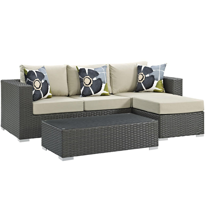 Sojourn 3 Piece Outdoor Patio Sunbrella� Sectional Set