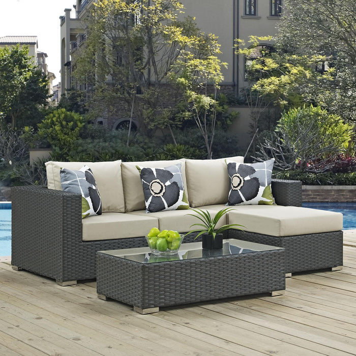 Sojourn 3 Piece Outdoor Patio Sunbrella� Sectional Set