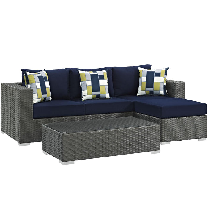 Sojourn 3 Piece Outdoor Patio Sunbrella� Sectional Set