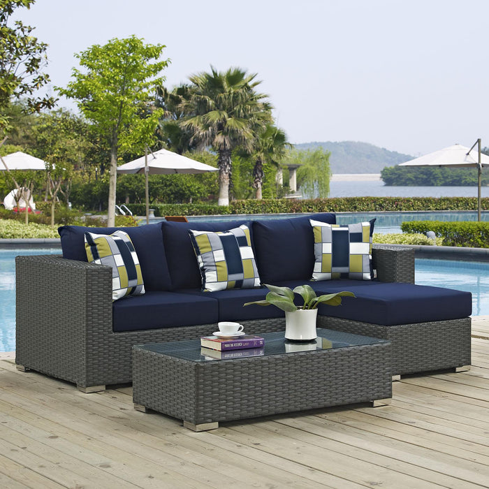 Sojourn 3 Piece Outdoor Patio Sunbrella� Sectional Set