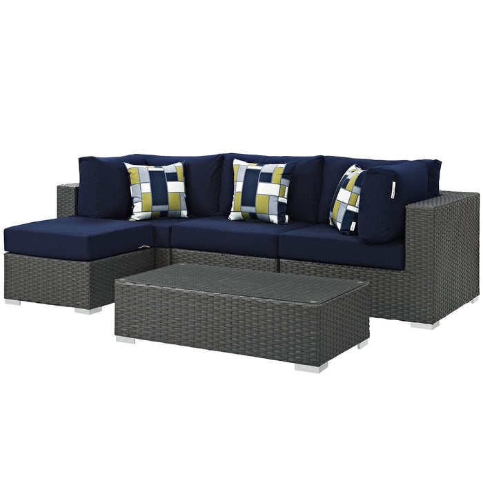 Sojourn 5 Piece Outdoor Patio Sunbrella� Sectional Set